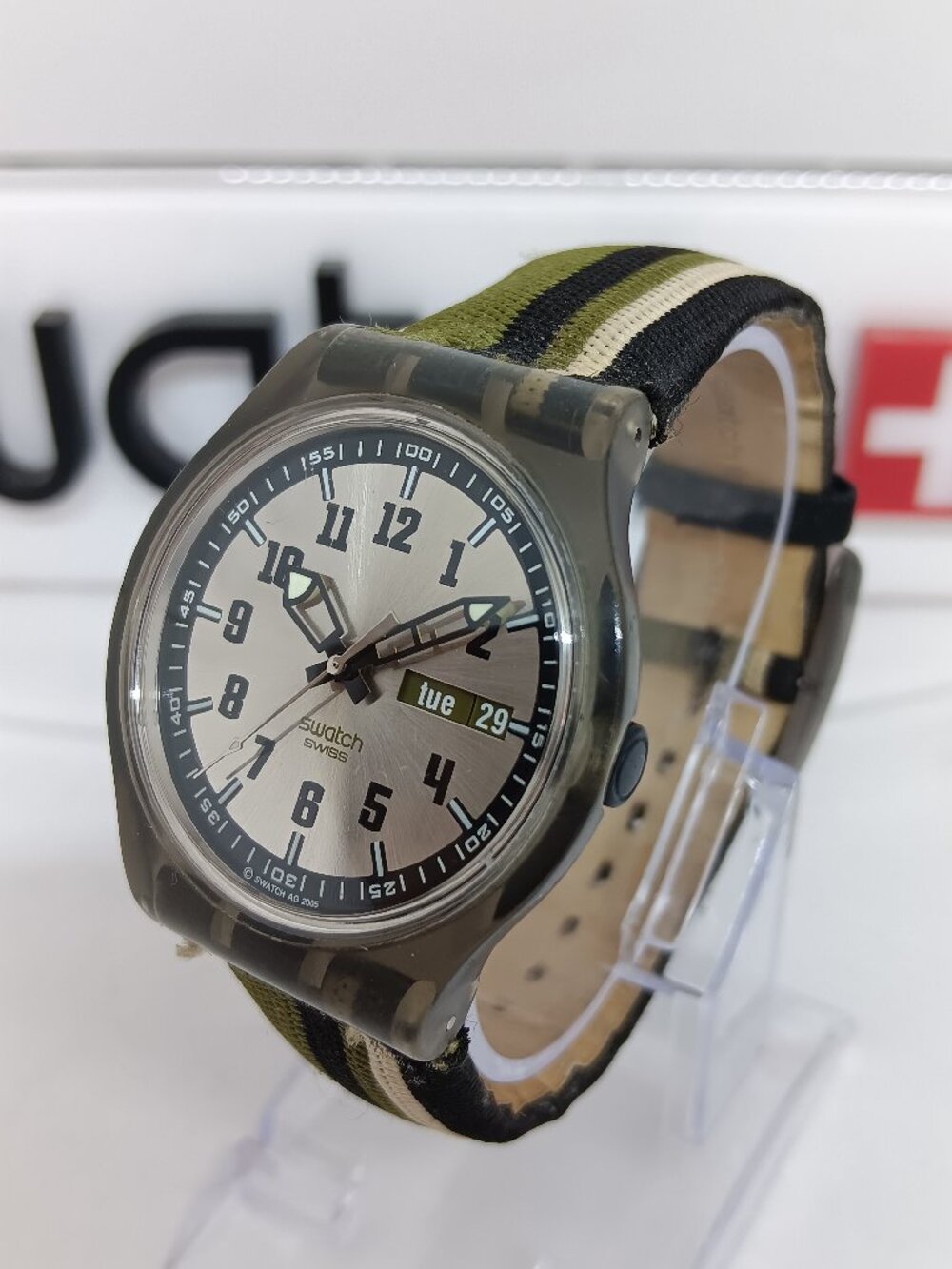Swatch SUJM70 "Spontaneous Time" [2006] Men's 38mm Day/Date Watch NEW BATT